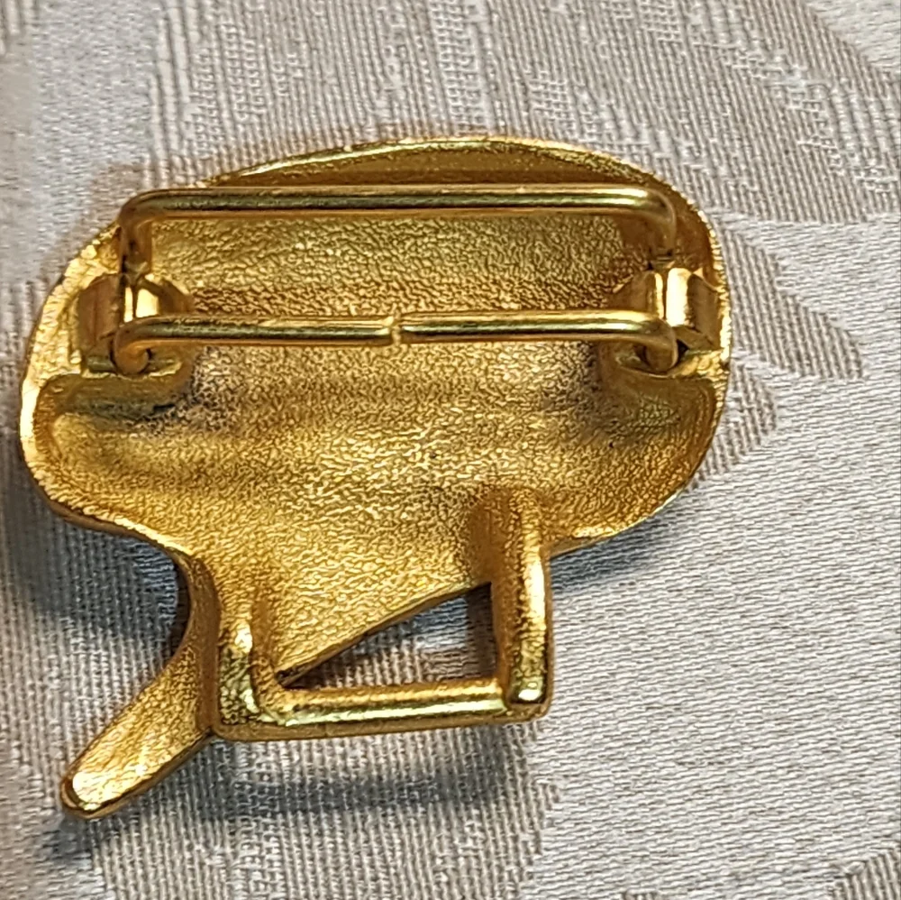 VINTAGE 1980s Sculptural GOLD PLATED Belt BUCKLE Bold Abstract Statement Piece